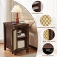 thumbnail image 5 of Leyaoyao Rattan Night Stand with Charging Station, Boho Nightstand with Woven Cane Door, Farmhouse End Table for Living Room, Bedroom, Walnut, 5 of 7