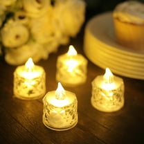 Efavormart 12 Pack | 2" Warm White Diamond Battery-Operated LED Tealight Candles, Decorative Flameless Tea Lights