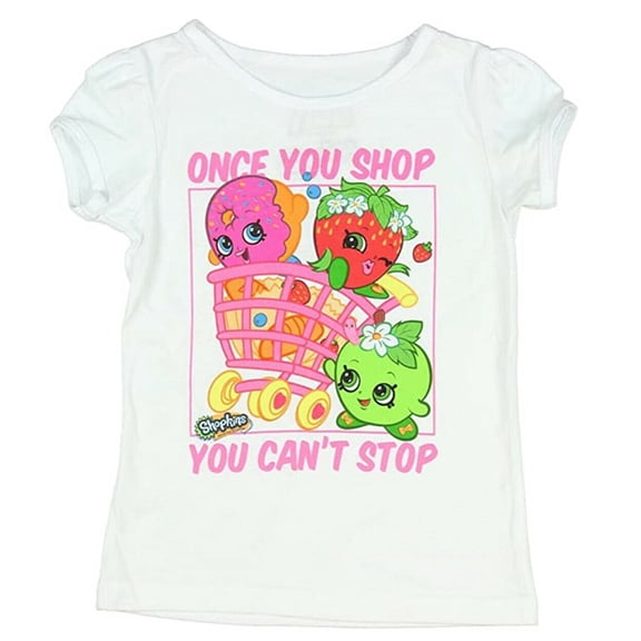 Shopkins Once You Shop You Can't Stop Little Girl's T-Shirt (Size 4)