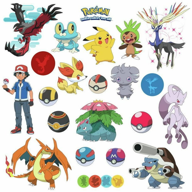 Pokemon Xy 24 Wall Decals Room Decorations Pikachu Pokeball Boys Decor Stickers Walmart Com