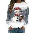 thumbnail image 2 of HOMBOM Gray Sweatshirts for Women Crewneck Christmas Festive Xmas Merry Snowman Ladies Sweatshirt Gifts, 2 of 5