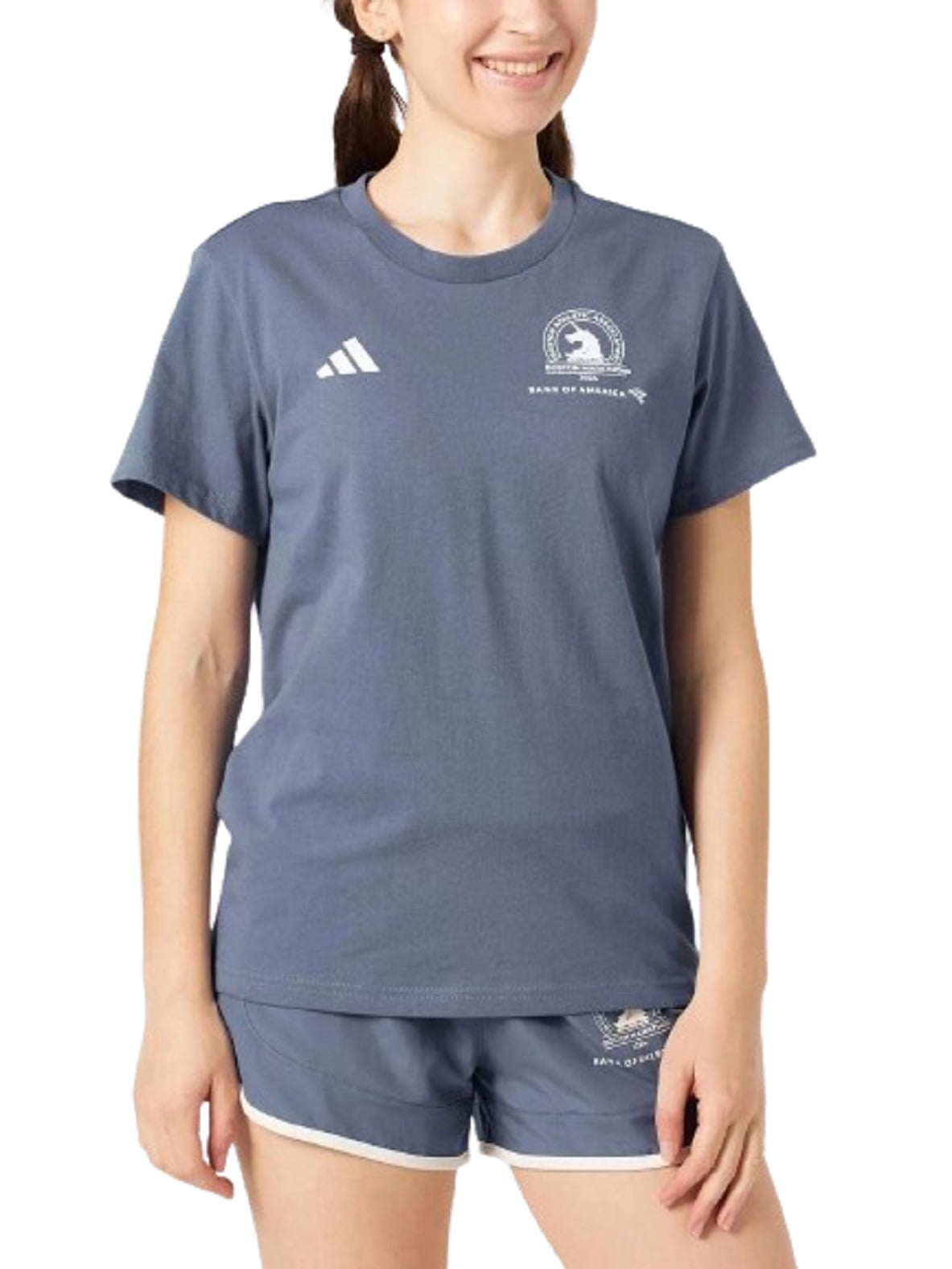adidas Womens Boston Marathon 2024 Map Graphic Tee (Preloved Ink, Large)
