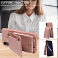 thumbnail image 5 of Nalacover RFID Blocking Wallet Case for iPhone XR, Shockproof PU Leather Magnetic Button Zipper Purse Card Slots & Kickstand Crossbody Phone Case with Shoulder & Wrist Strap,Rosegold, 5 of 12