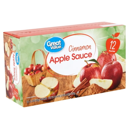 Great Value Cinnamon Apple Sauce, 3.2 oz, 12 count