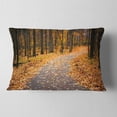 thumbnail image 2 of Designart Autumn Walk Way with Fallen Leaves - Modern Forest Throw Pillow - 12x20, 2 of 5