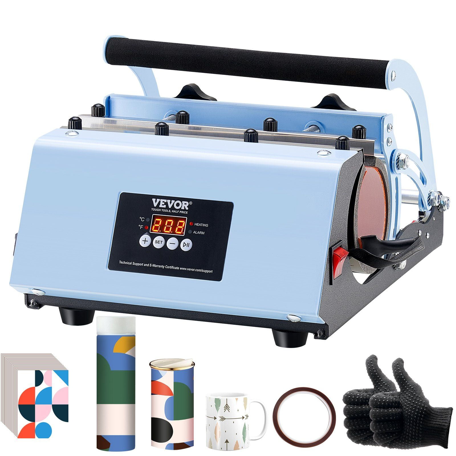 Tumbler Heat Press Machine for 11-30oz Mugs - Sublimation Mug Press for Tumblers & Cups, Blue (Ideal for DIY Custom Designs)