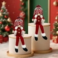thumbnail image 4 of Christmas Gnome Faceless Dwarf Ornament | Red Gray Long-Legged Plush Shelf Sitter Decoration | Nordic Tomte Elf Decor | Soft Cloth Rudolph Doll | 12 x 7 x 35 cm, 4 of 6