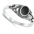 thumbnail image 4 of CHOOSE YOUR COLOR Bali Feather Simulated Black Onyx Ring .925 Sterling Silver Band CZ Female Size 7, 4 of 4