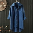 thumbnail image 2 of Wdgfv Women's Oversized Linen Shirts Blouses Tops Long Sleeve High Low Button Up Shirts, 2 of 2
