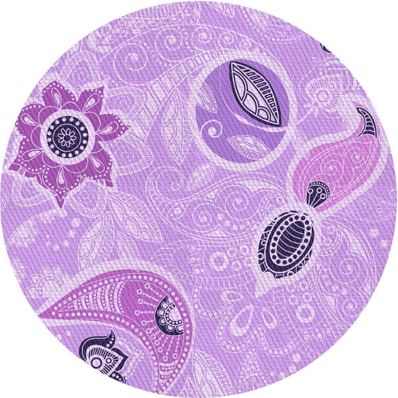 Ahgly Company Indoor Round Patterned Tyrian Purple Area Rugs, 3' Round