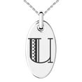 thumbnail image 1 of Stainless Steel Letter U Initial Metro Retro Monogram Engraved Small Oval Charm Pendant Necklace, 1 of 1