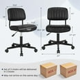 thumbnail image 3 of Costway 2PCS PU Leather Office Chair Adjustable Swivel Task Chair with Backrest Black, 3 of 11