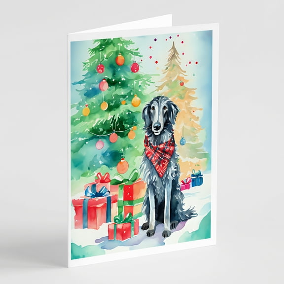 Scottish Deerhound Christmas Greeting Cards Pack of 8 7 in x 5 in