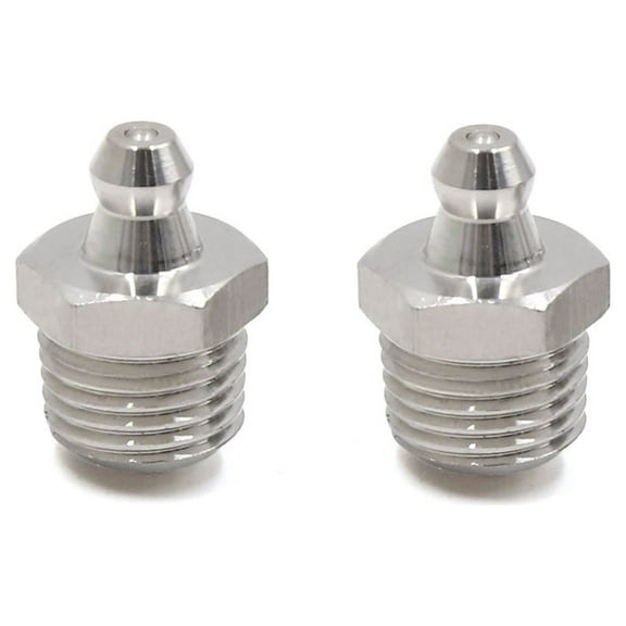 Unique Bargains 2pcs 1/4" Thread Stainless Steel Straight Grease Nipple Fitting for Car