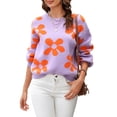 thumbnail image 1 of xiaxaixu Chandails Papillon pour Femmes Manches Longues Col Rond Épaules Tombantes Coupe Ample Tricot, 1 of 9