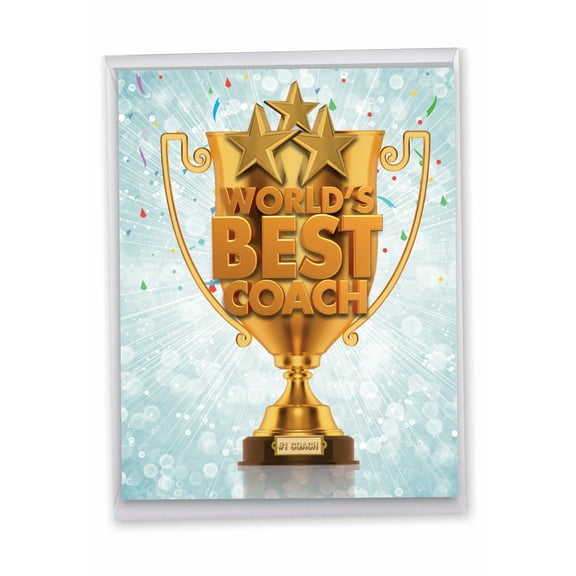 1 Jumbo Funny Thank You Graduation Greeting Card (8.5 x 11 Inch) - World's Best Coach Thank You J3117TYG-US