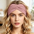 thumbnail image 4 of Ljudmp Women's Men's Extra Wide Headbands Soft Turban Twist Headband Stretchy Non Slip Workout Yoga Hair Band Pink, 4 of 5