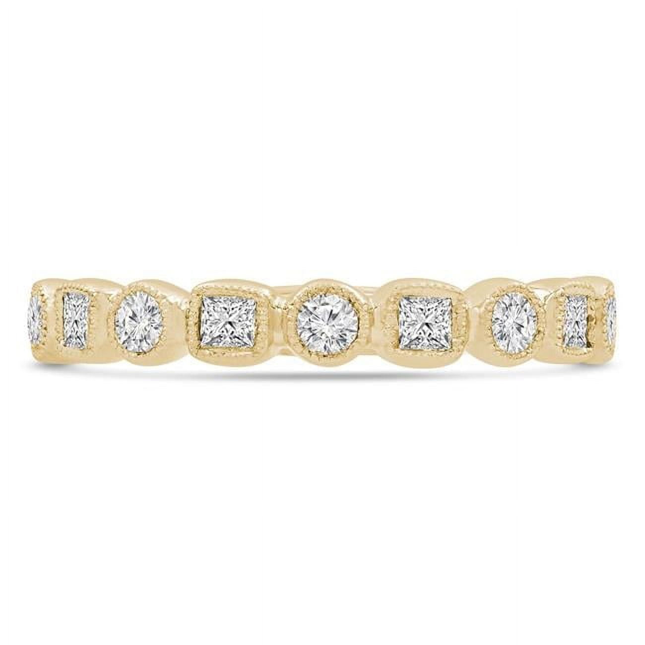 Majesty Diamonds MDR220218-P 0.4 CTW Round Diamond Vintage Alternating Semi-Eternity Anniversary Wedding Band Ring in 14K Yellow Gold