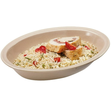 Sandstone Garden Bowls - Supermel 33 oz 10 x 7.25 x 2.25 Oval Rimmed Bowl Sandstone Melamine/Case of 12