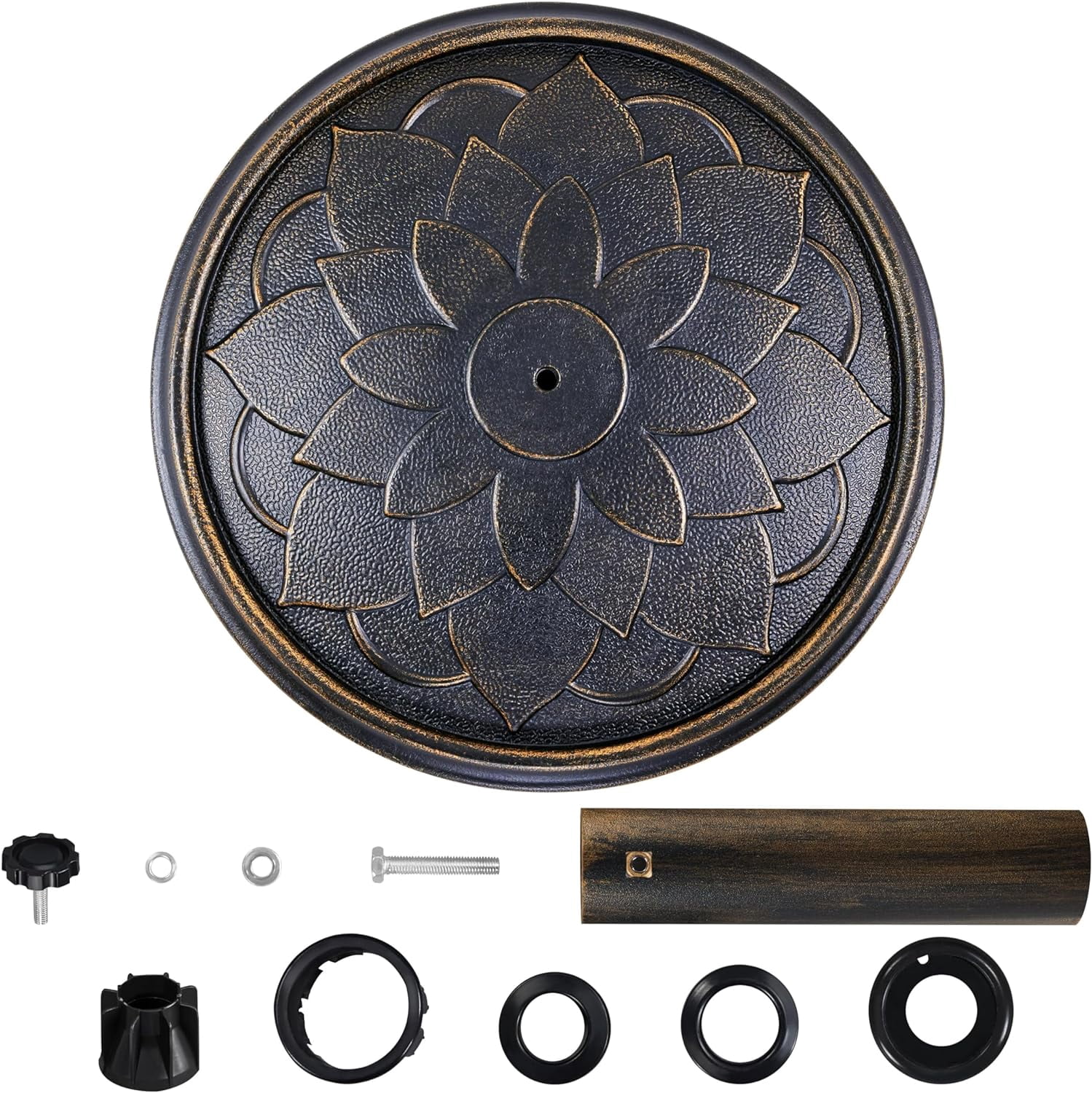 MorandiMal 18'' Patio Umbrella Base 26.5lbs Heavy Duty Antiqued Outdoor Market Umbrella Stand All-Weather Resin Umbrella Base for Garden & Yard, Bronze