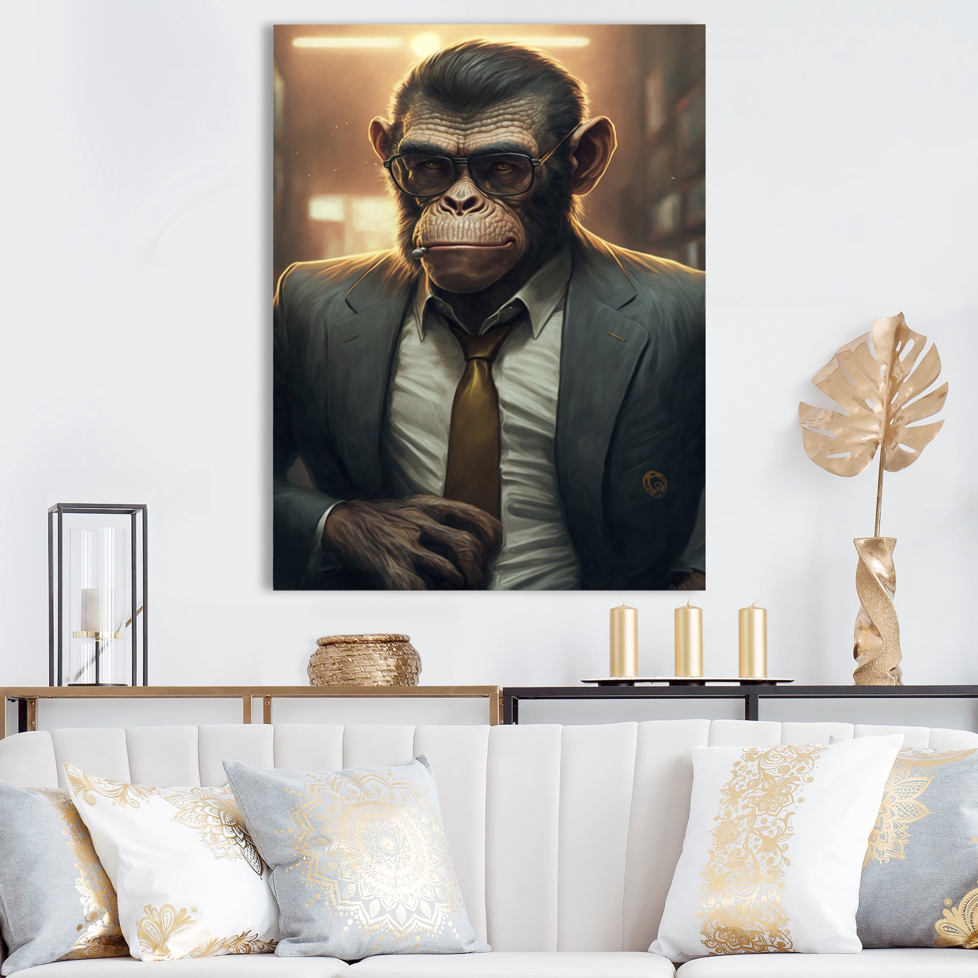 Designart Mafia Monkey Canvas Wall Art