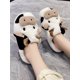 thumbnail image 4 of Women's Adorable Cow Slippers With Black Soft Plush And Head Design, Keep Warm At Home, 4 of 5