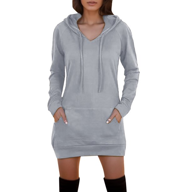 Gibobby Sudadera de terciopelo con cremallera Sudadera con capucha de manga larga con cuello en V acanalado de longitud media de color sólido casual para mujer (Gris, S)