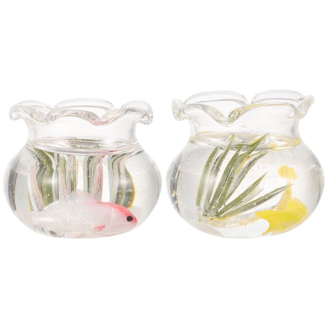 2pcs Miniature Fish Bowl Doll House Fish Tank Miniature Fancy Carp Bowls Random Style