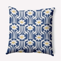 Simply Daisy 20" x 20" Daisys and Squiggles Indoor/Outdoor Throw Pillow, Nautical Navy (1 count)