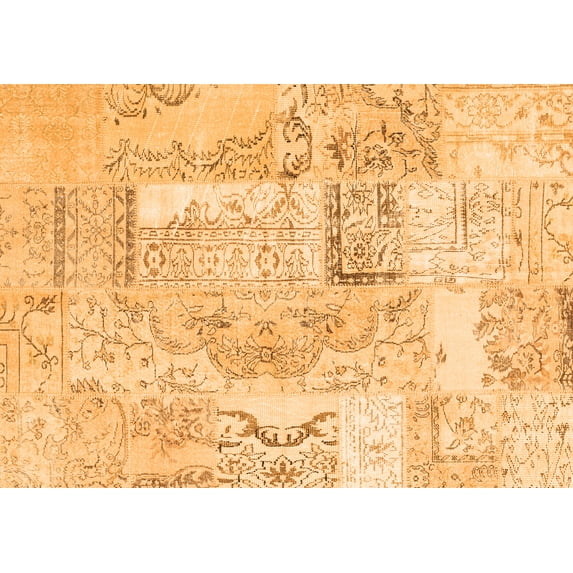 Ahgly Company Indoor Rectangle Patchwork Orange Transitional Area Rugs, 8' x 12'