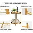 thumbnail image 3 of 2 Tier Round Side Table, Folding Metal Small Bedside Nightstand for with Two Removable Tray for Bedroom Living Room Bedside Small Spaces Gold, 3 of 15