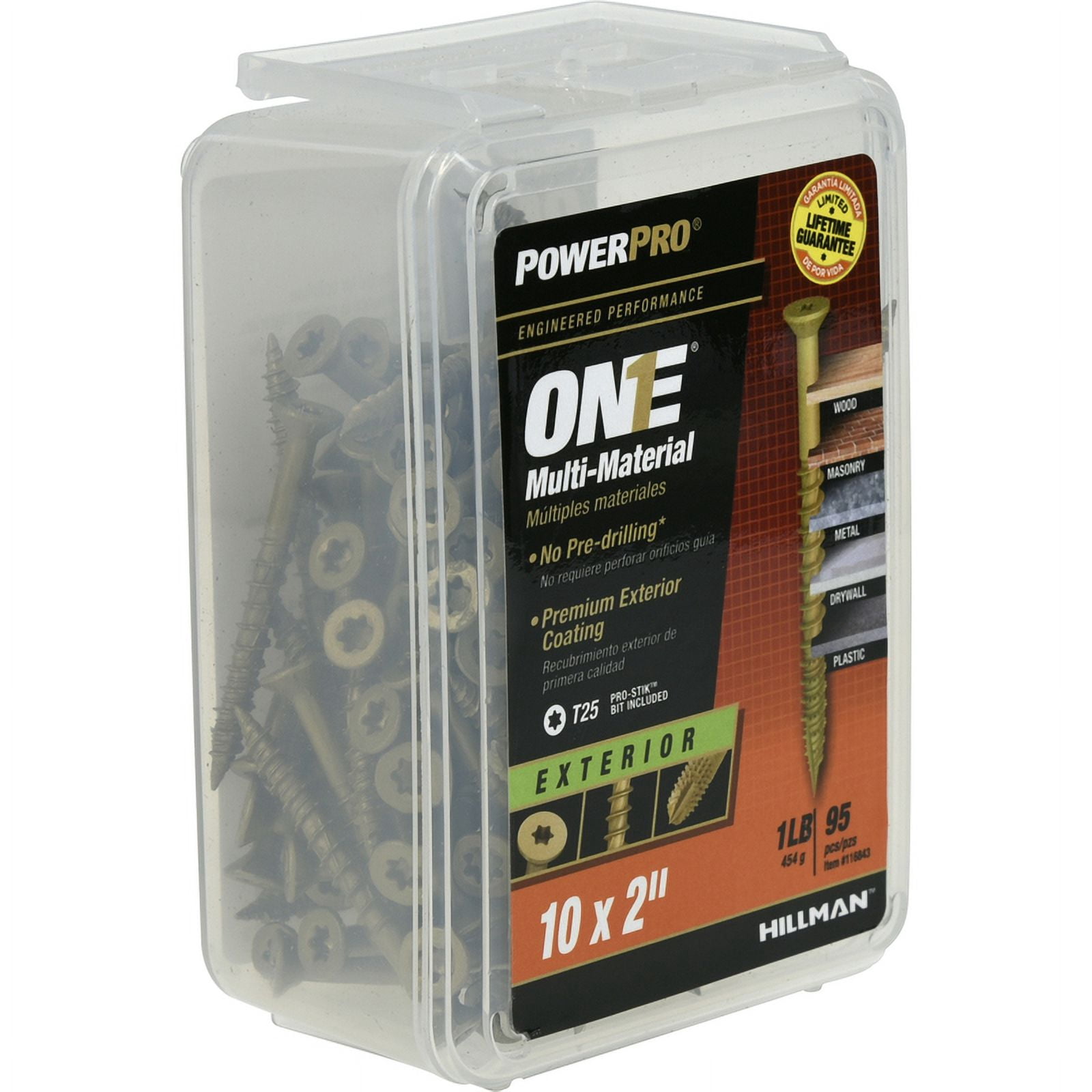 Hillman Fasteners 116843 Power Pro ONE Multi-Material Screws, #10 x 2"