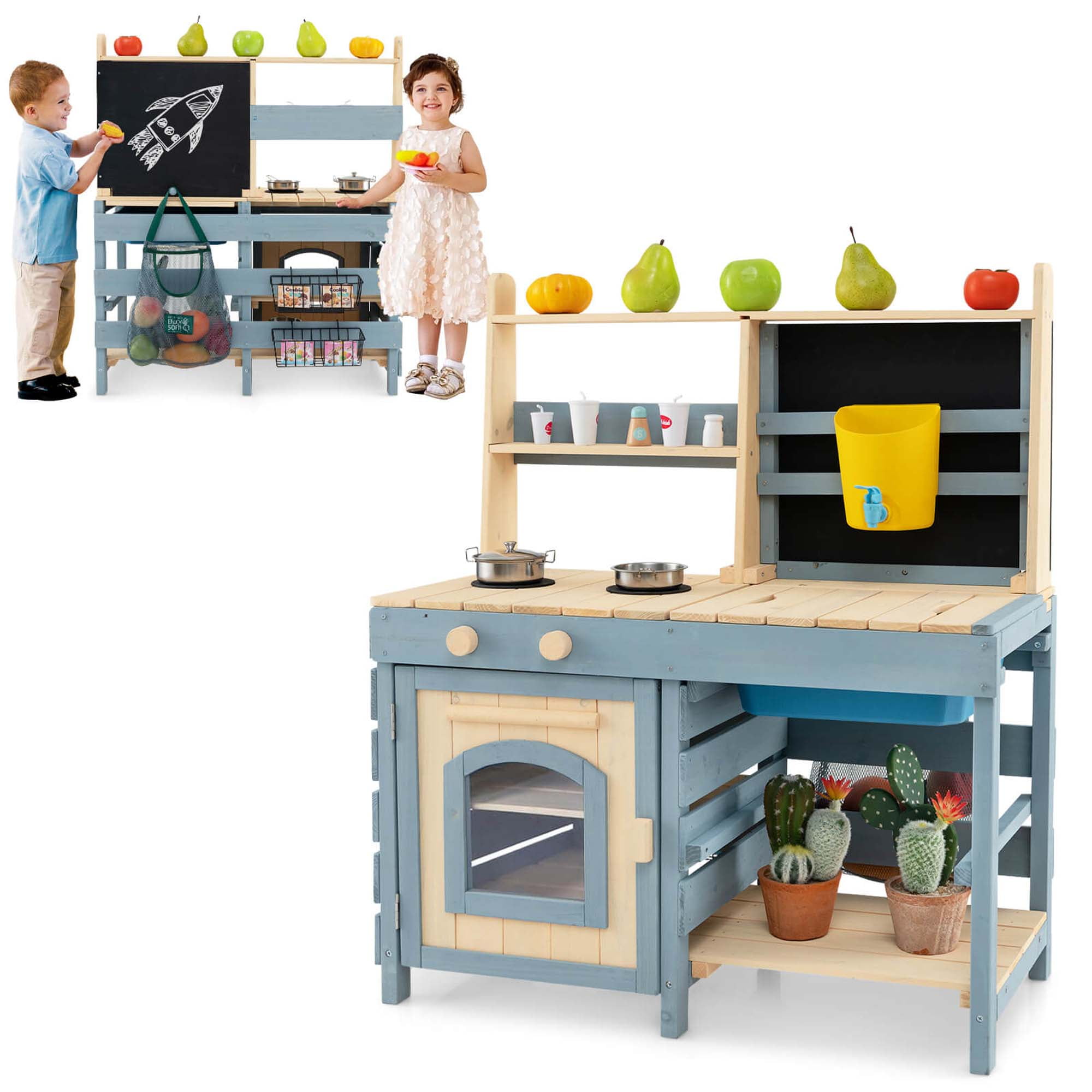 Asda wooden logitud kitchen with fridge