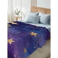thumbnail image 4 of Starry Sky Star Twim Size Flat Sheet, Wrinkleproof & Fadeproof Cooling Flat Bed Sheet Only, Yellow Purple Stars Breathable Soft Bedding Top Sheets 66 x 96 Inches, 4 of 8