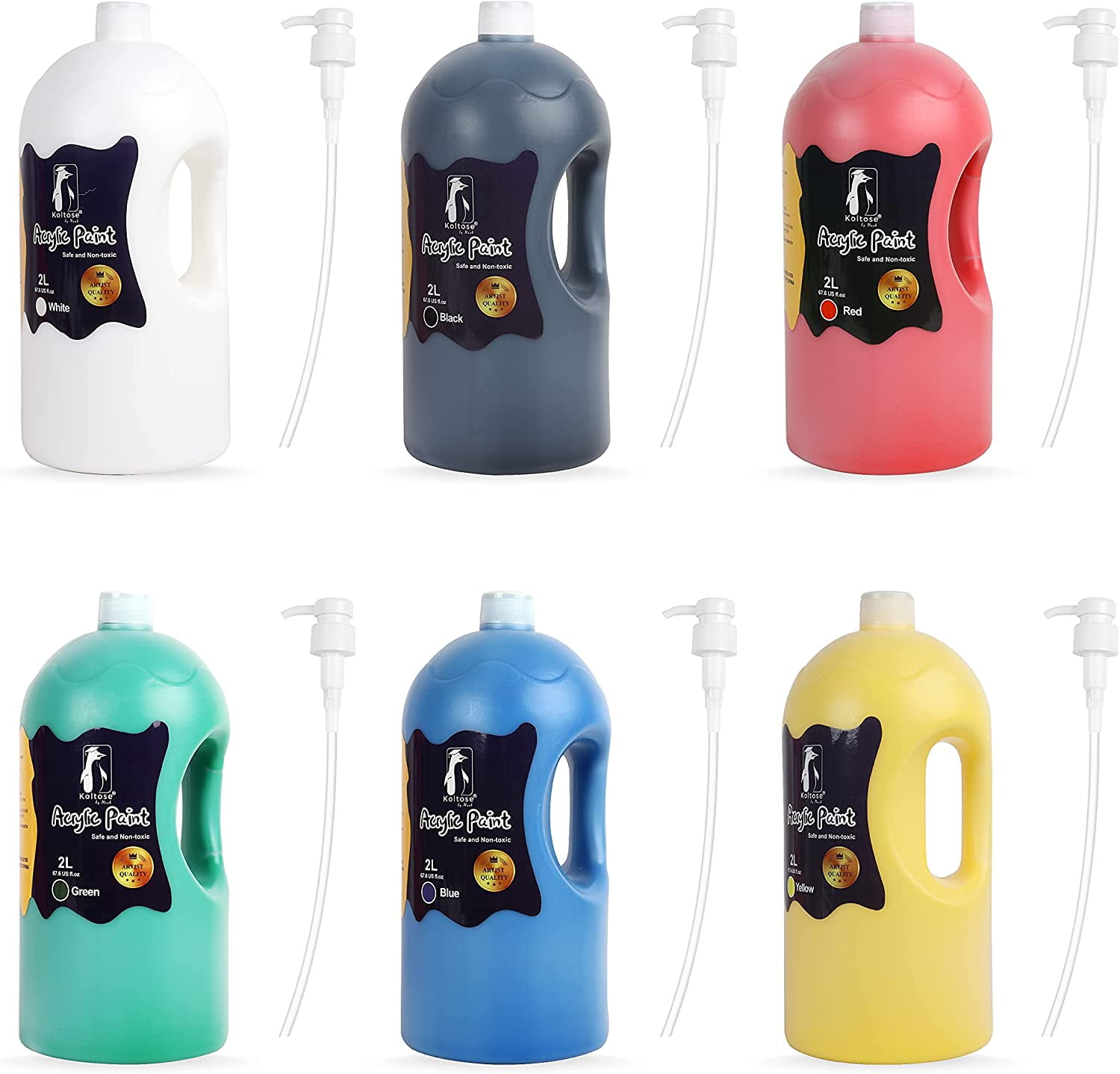 Koltose by Mash Artist Quality Acrylic Paint, 2 Liter with Pumps, Set