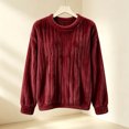 thumbnail image 5 of Plush Ribbed Fleece Sweatshirts for Women Crewneck Long Sleeve Loose Fit Fall Winter Warm Casual Loungewear S-XXL, 5 of 5