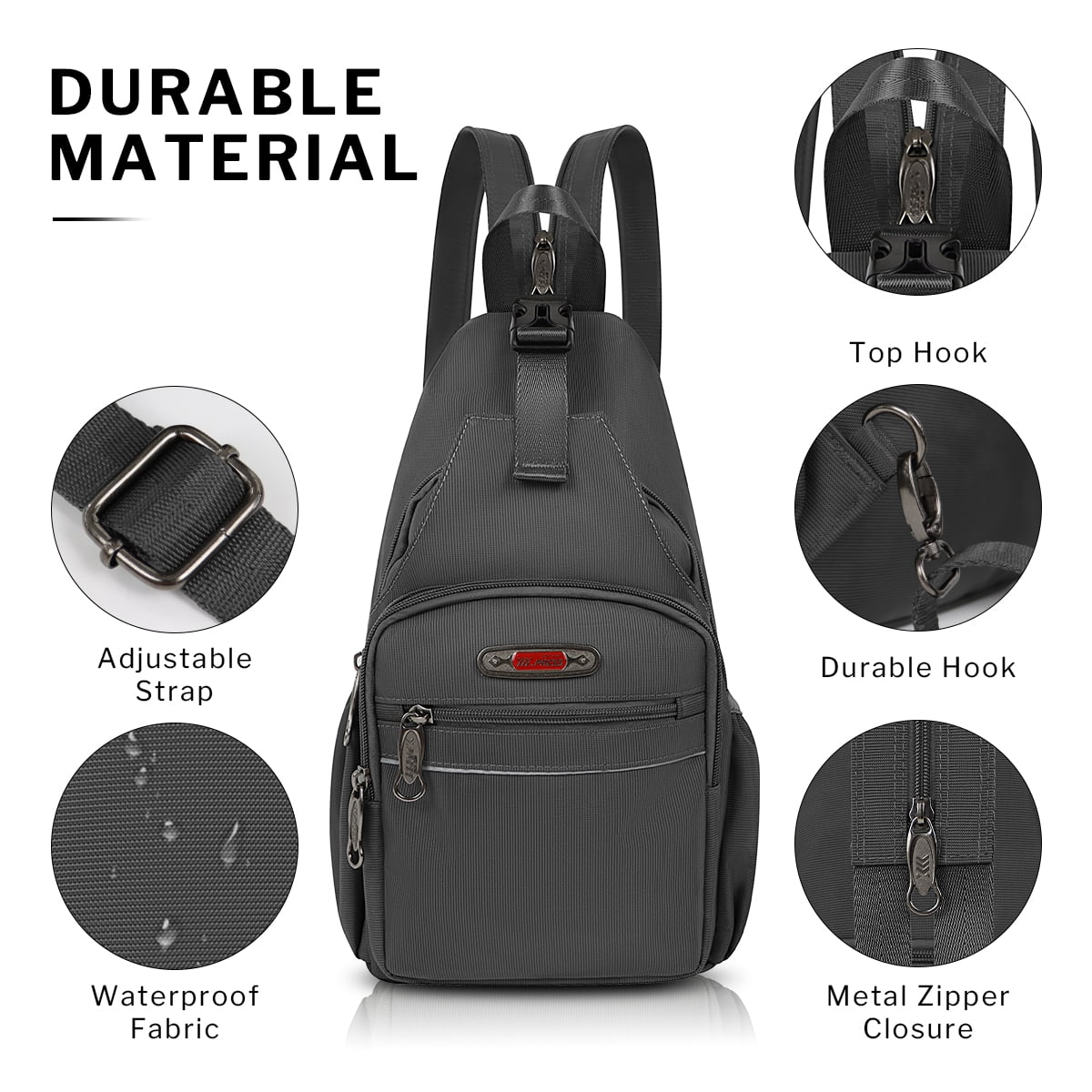 Sling Bags for Men Women Crossbody Small Sling Backpack with Single Double Shoulder Lightweight Over Shoulder Bag for Daily Travel Use,8610-Grey