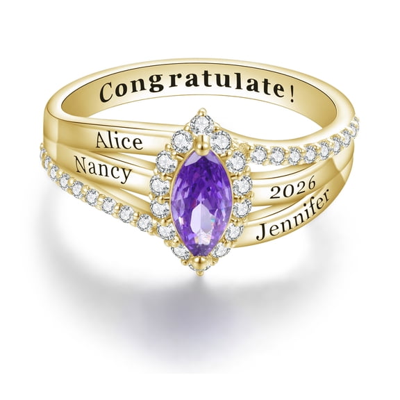 USA PJM Custom Women’s Class Ring Sterling Silver for High School & College Graduation-Gold