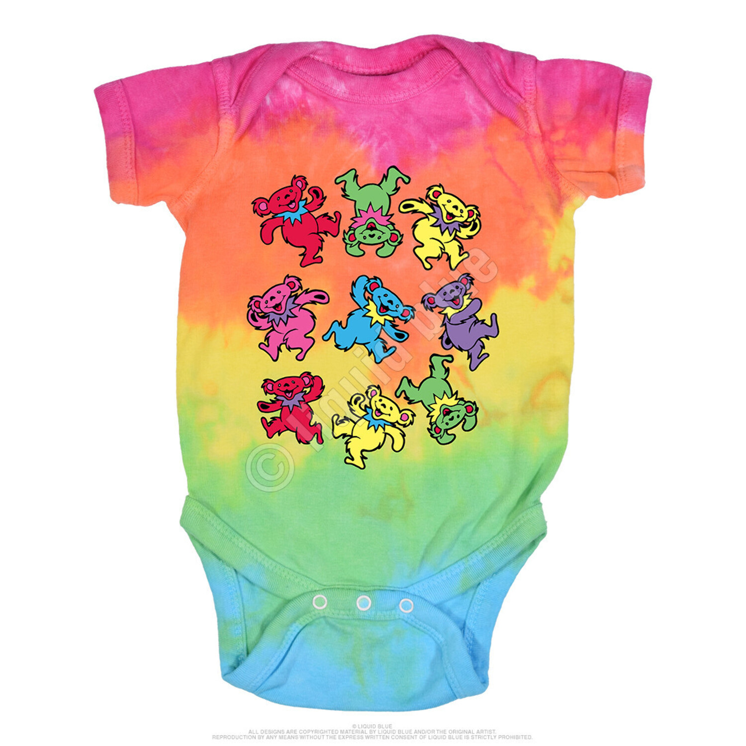 Grateful Dead Kids Spiral Bears Tie Dye Onesie