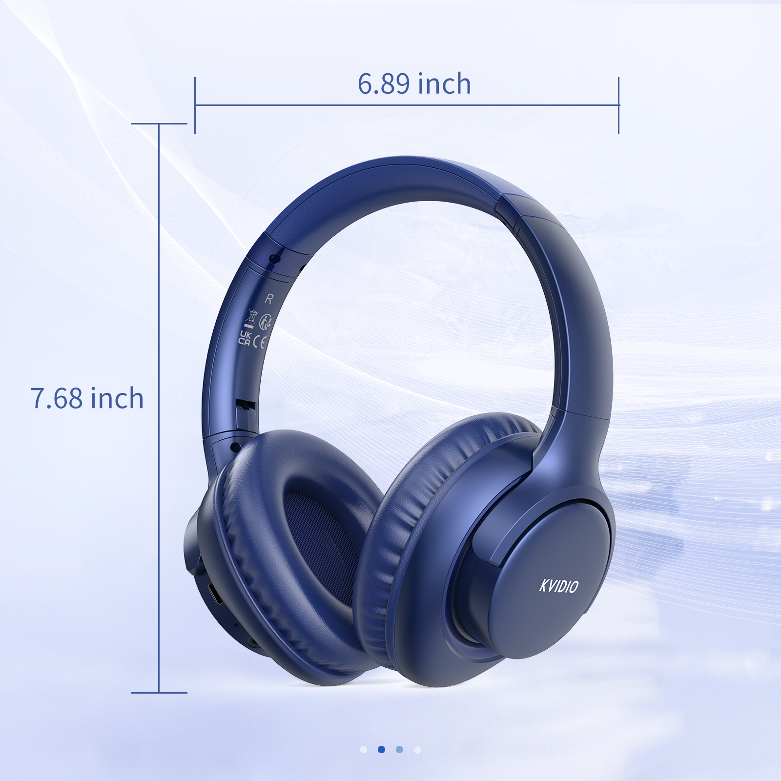 KVIDIO Wireless Over-Ear Headphones, Blue photo 7