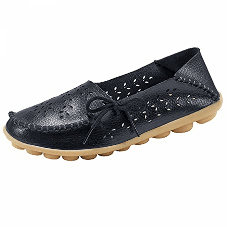 

Wish Loafers for Women Casual Slip on Dress Loafers Womens Comfortable Leather Driving Shoes Outdoor Walking Flats Shoes-------Black Carved（Size 35） S1905