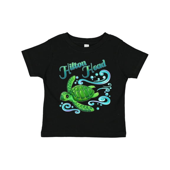 Inktastic Hilton Head Cute Sea Turtle with Waves and Bubbles Boys or Girls Toddler T-Shirt