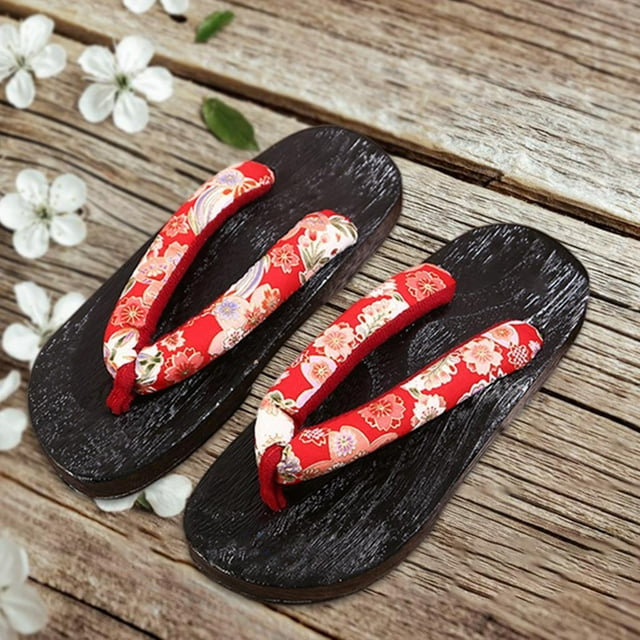 maskred Sabots Japonais Sandales Geta pour Hommes Femmes à la Mode et Polyvalentes Rouge Rond Taille 40 1Set