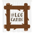 thumbnail image 3 of Ambesonne Log Cabin Shower Curtain, Wooden Square Frame Art, 69"Wx75"L, White Pale Redwood, 3 of 5