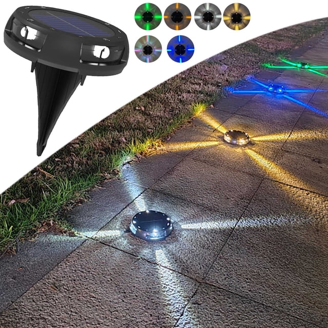 Lámpara solar subterránea Luz exterior LED para el camino del jardín | IP65 impermeable, multicolor, ABS, acero inoxidable, encendido/apagado automático, duración de 12-20 horas, 13,7cm | Decoración
