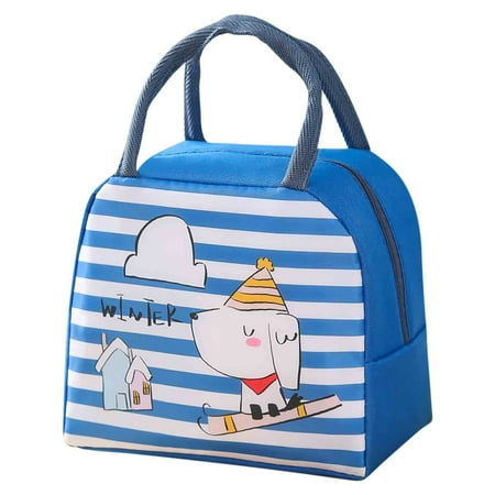 SDJMa Blue Cute Cartoon Dog Lunch Bags for Kids Reusable Insulated Lunch Box Female white collar nurse student office worker lunch tote bag