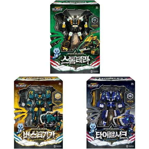 Miniforce Dinoid Bundle – Storm Tera, Buster Giga, Tidal Shark Transforming Robot Set with Accessories