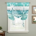 thumbnail image 2 of Teal Coastal Beach Balloon Curtains for Living Room/French Door, Nautical Starfish Coral Vintage Wooden Tie Up Curtains 63 Inch Length Energy Saving Kitchen Curtains Shades for Windows 42"x63", 2 of 8