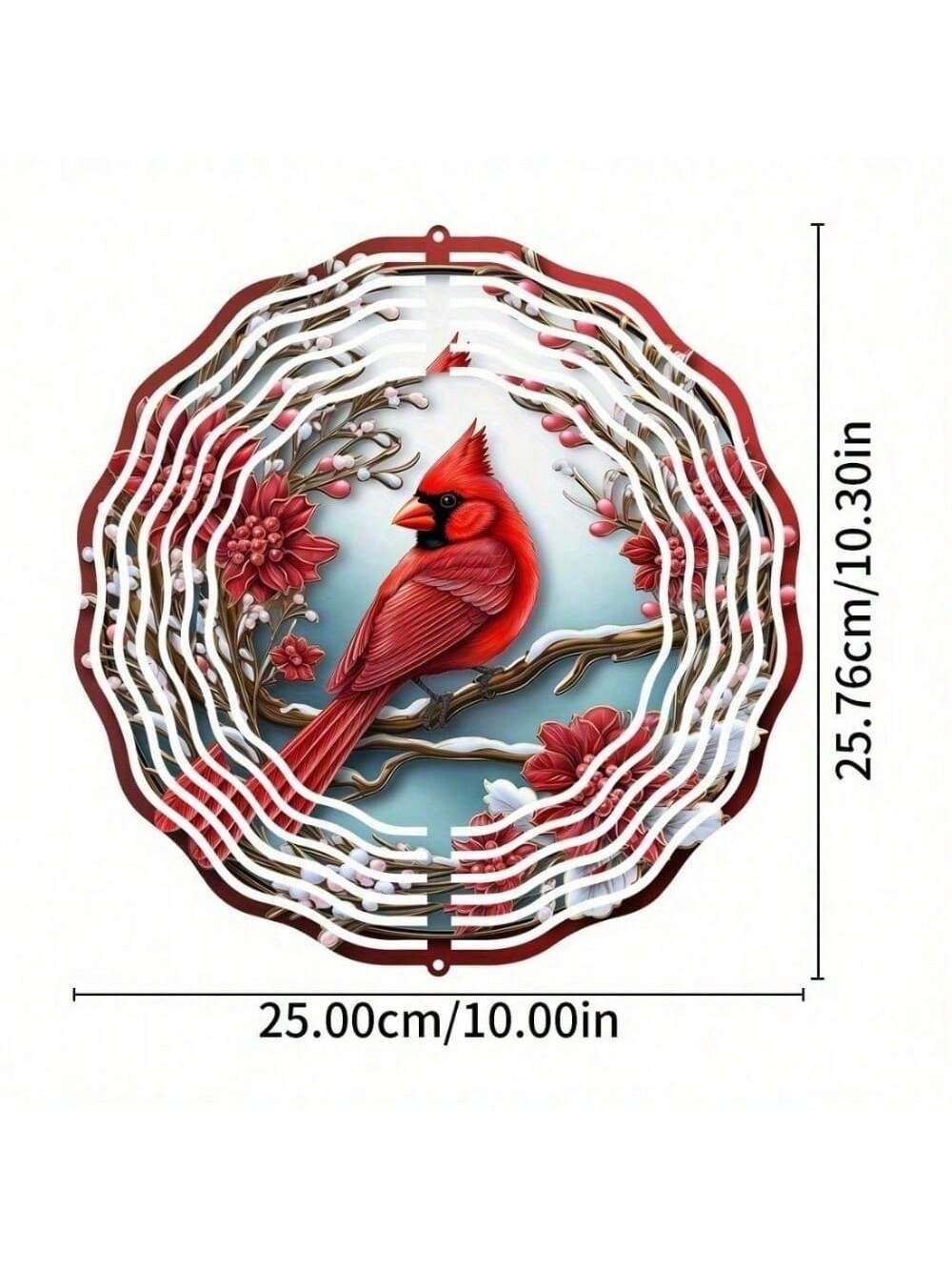 Vibrant Red Cardinal Wind Spinner & Mandala Wind Chime - Outdoor Metal Hanging Decor for Garden Patio