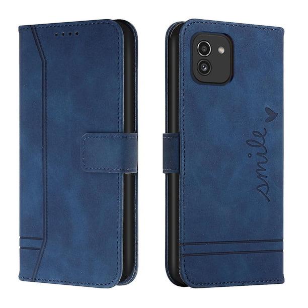 Funda con tapa estilo vintage para Samsung A03 164, ranura para múltiples tarjetas, protección total, estilo retro, material PU+TPU